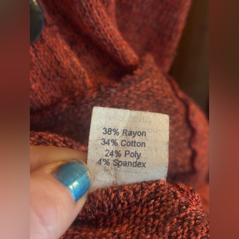 FENINI Designer Burnt Orange Textured Knit Cardigan • Artful Layering•Fits M–XL - Picture 13 of 17